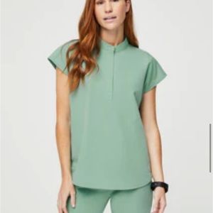 Figs Rafaela scrub top- Mandarin Collar Scrub Top - XS / Jade